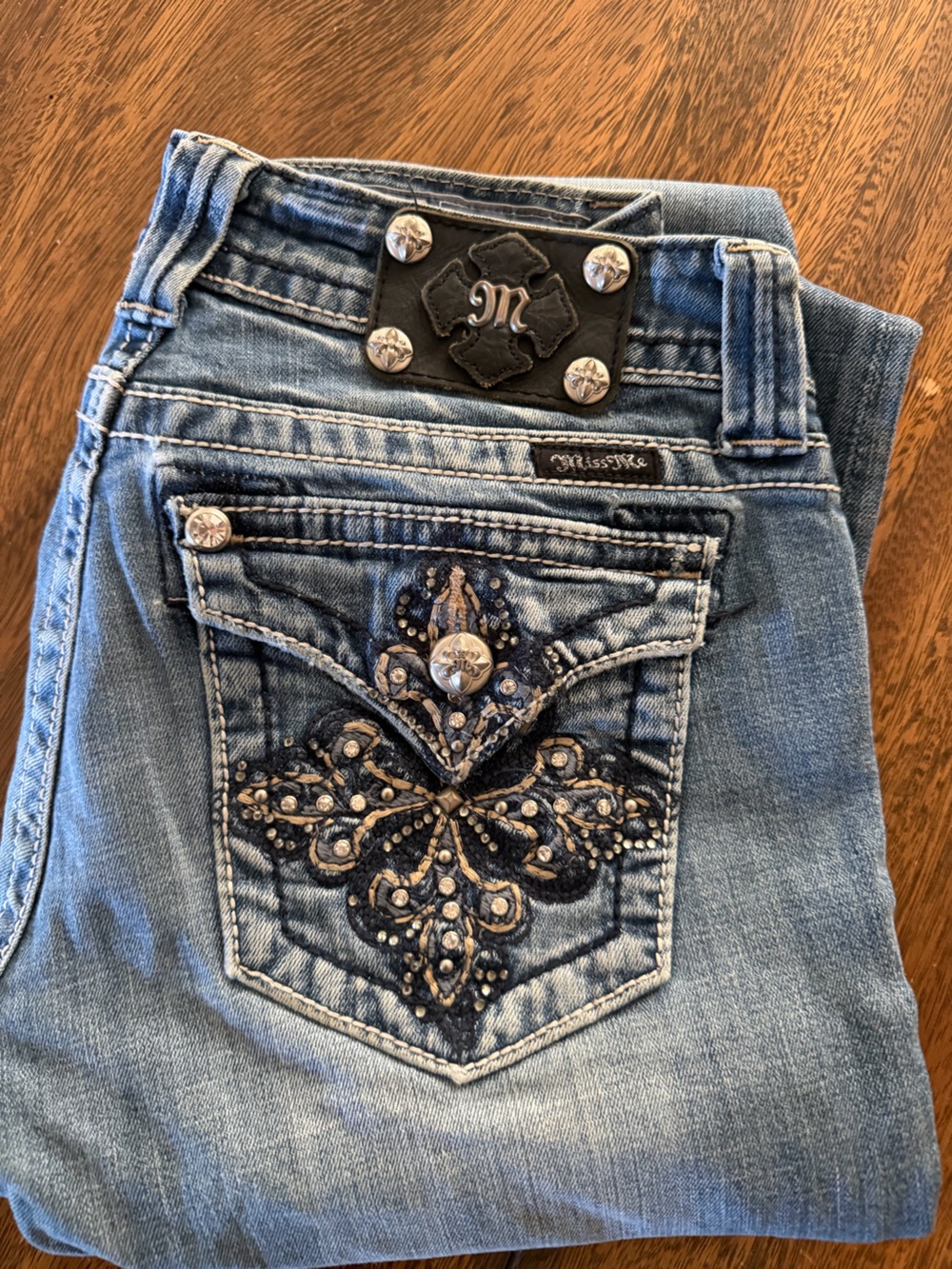 Vintage Y2K Miss Me Size 28 Rhinestone Bootcut Jeans - Picture 4 of 6